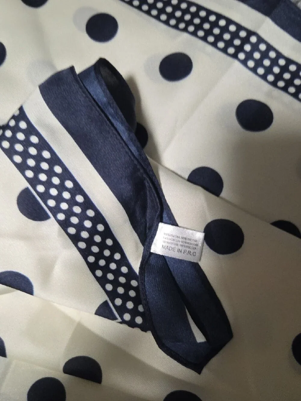 Kids Polka Dot Triangle Scarf - Cream and Navy